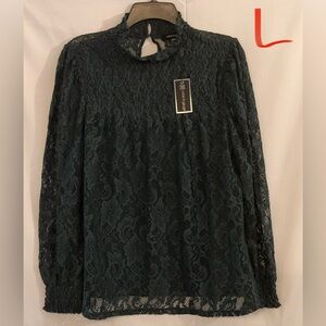 Cable & Gauge Teal Lace Blouse
